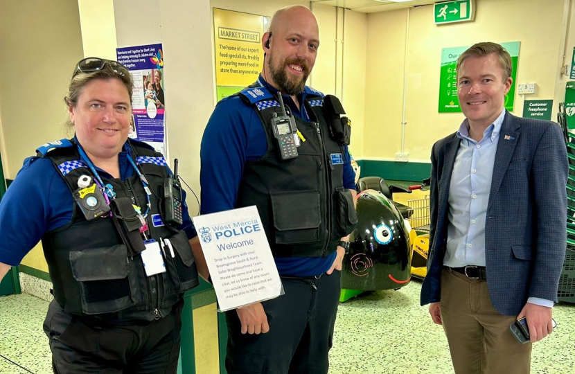 Bradley with local police officers in Morrisons