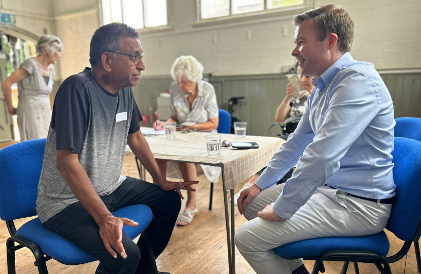 Bradley with Cllr Bakul Kumar at Blackwell Community Hall