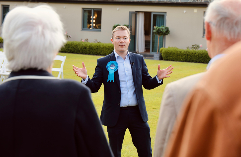 Bradley speaking to supports at the general election campaign launch