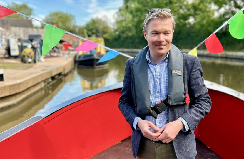 Bradley at the launch of the new electric day boat.