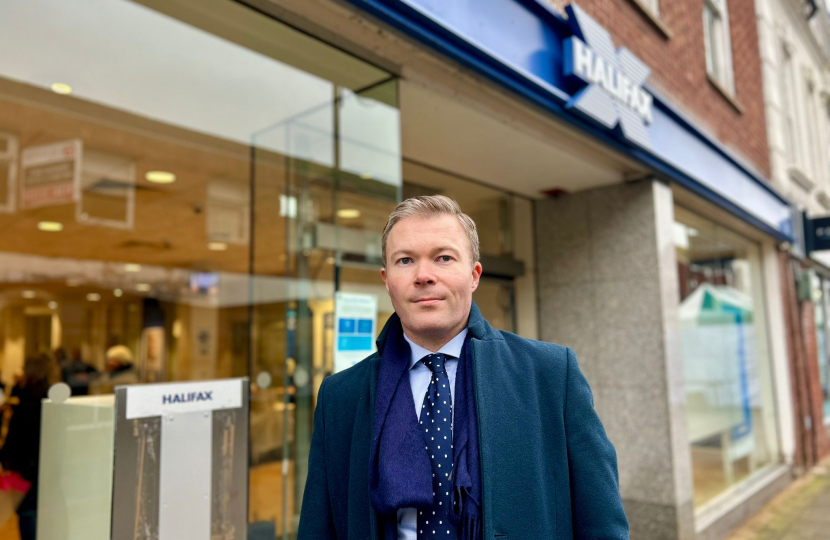 Bradley outside Halifax's Bromsgrove branch.