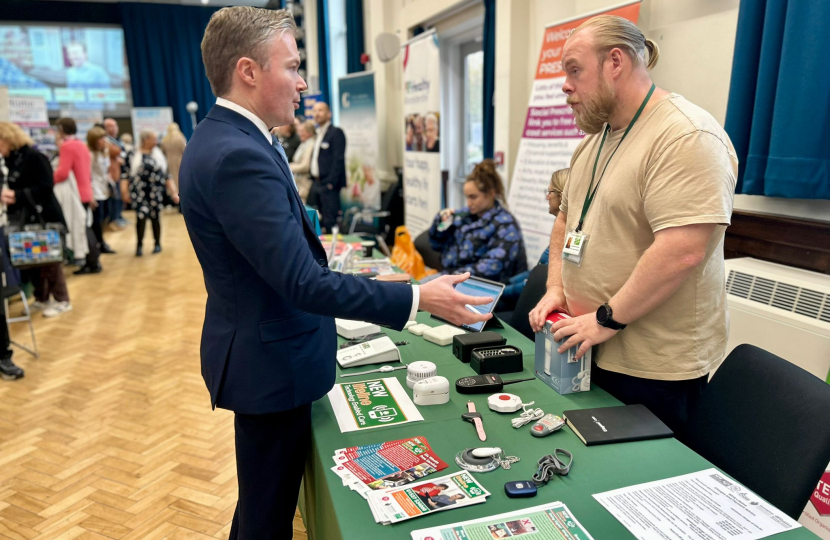 Bradley with a representative from New Lifeline