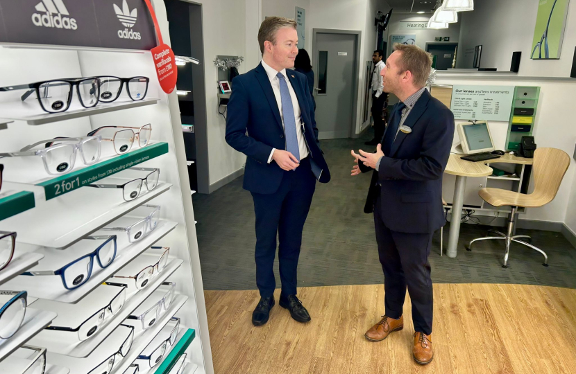 Bradley visiting Specsavers Bromsgrove