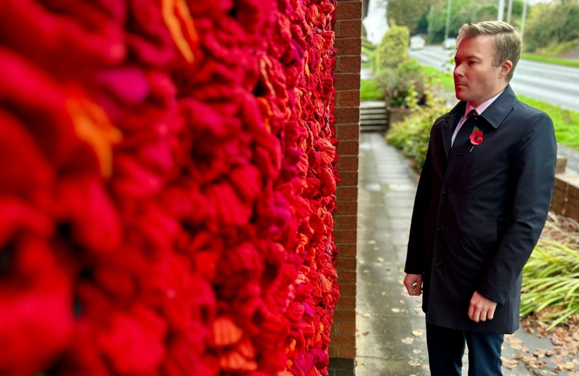 Bradley at the Bromsgrove Methodist Centre poppy wall