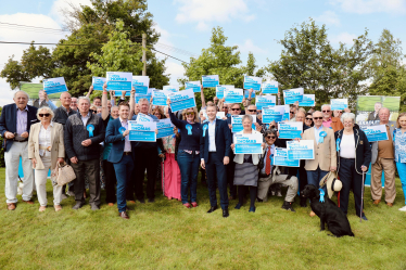 Bradley with local supporters at the launch of his general election campaign in Bromsgrove