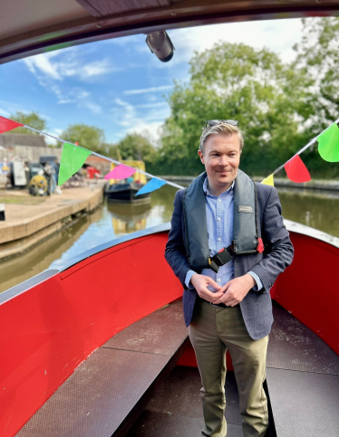 Bradley at the launch of the new electric day boat.