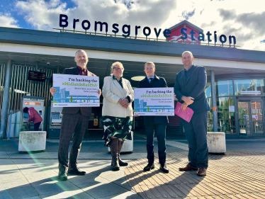 Left to right: Mal Drury Rose, Executive Director of West Midlands Rail Executive, Strategic Partnerships Lead, Midlands Connect Sarah Spink, Bradley Thomas MP & Integrated Transport Programme Lead from Midlands Connect Andy Clark.